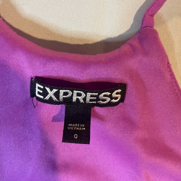 Express Dress Womens Size 0 Purple Fit & Flare Knee Length Sleeveless V-Neck - Picture 2 of 4